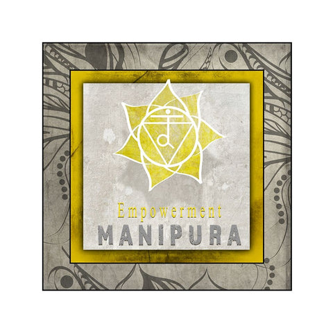 ChakrasYogaTile Manipura V1 Black Ornate Wood Framed Art Print with Double Matting by LightBoxJournal