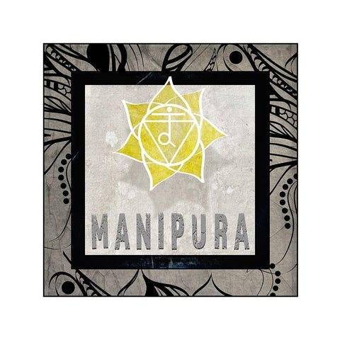 ChakrasYogaTile Manipura V2 Black Modern Wood Framed Art Print with Double Matting by LightBoxJournal