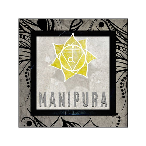 ChakrasYogaTile Manipura V2 Black Ornate Wood Framed Art Print with Double Matting by LightBoxJournal