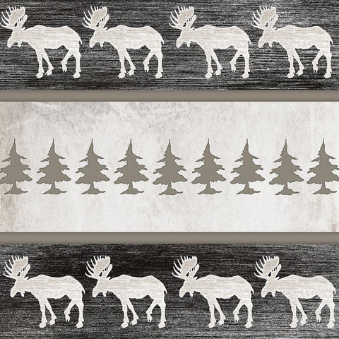 Good Night Moose Surface Pattern 5 Black Modern Wood Framed Art Print by LightBoxJournal