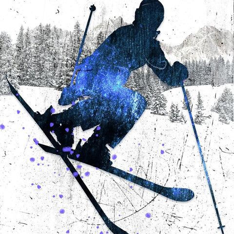 Extreme Skier 05 White Modern Wood Framed Art Print with Double Matting by LightBoxJournal