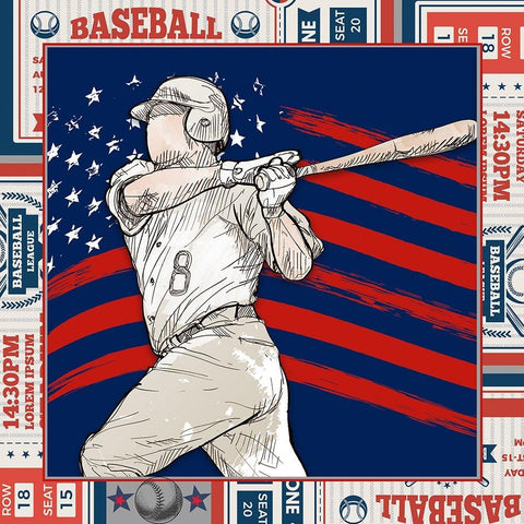 American Baseball player 03 Gold Ornate Wood Framed Art Print with Double Matting by LightBoxJournal