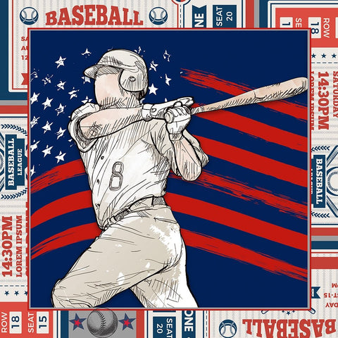 American Baseball player 03 White Modern Wood Framed Art Print with Double Matting by LightBoxJournal