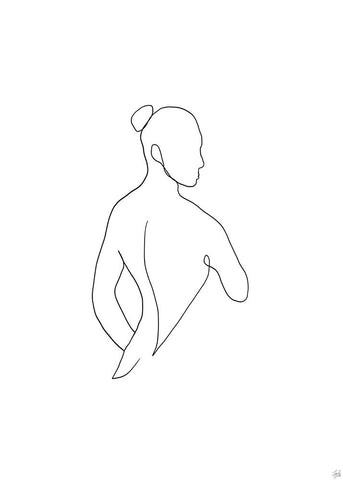 Line Female Back 4 Black Ornate Wood Framed Art Print with Double Matting by Line and Brush