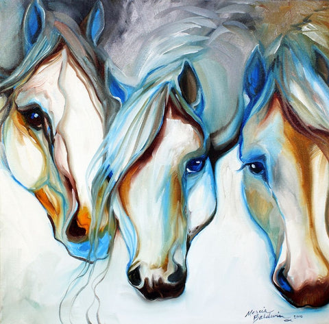 3 Nobles Equine Abstract Black Ornate Wood Framed Art Print with Double Matting by Baldwin, Marcia