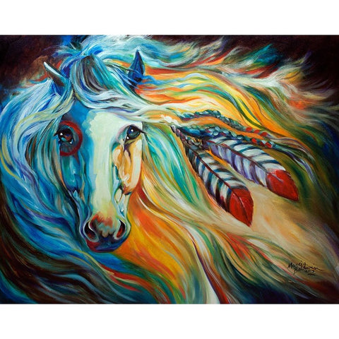 Breaking Dawn Indian War Horse Black Modern Wood Framed Art Print with Double Matting by Baldwin, Marcia