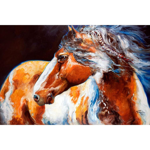 Mohican Indian War Horse Black Modern Wood Framed Art Print with Double Matting by Baldwin, Marcia