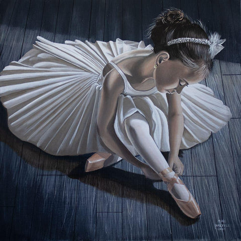 Little Ballerina Girl Gold Ornate Wood Framed Art Print with Double Matting by Harvill, Marc