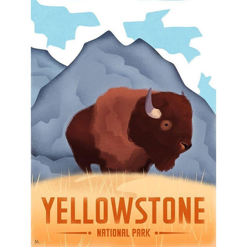 Yellowstone National Park Black Modern Wood Framed Art Print with Double Matting by Wickstrom, Martin