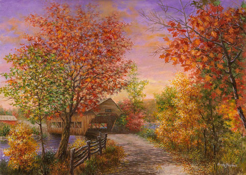 Autumn’s Color Of Fashion White Modern Wood Framed Art Print with Double Matting by Boehme, Nicky