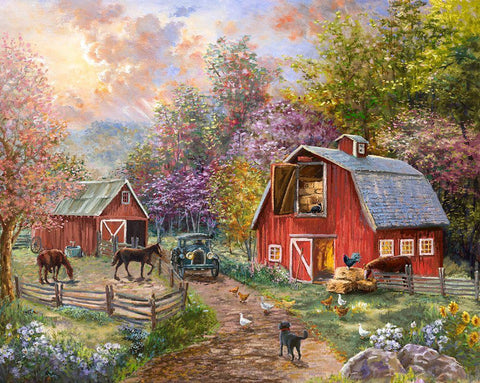 Horse Farm Glen Black Ornate Wood Framed Art Print with Double Matting by Boehme, Nicky