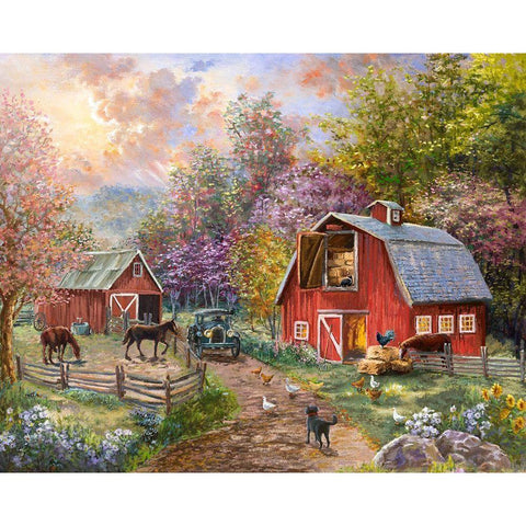 Horse Farm Glen Black Modern Wood Framed Art Print with Double Matting by Boehme, Nicky