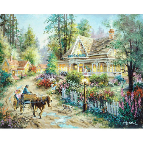 A Country Greeting White Modern Wood Framed Art Print by Boehme, Nicky