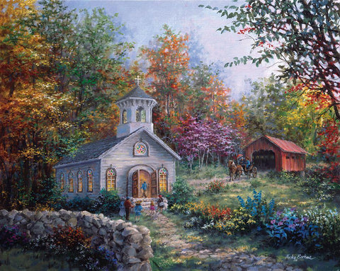 Worship In The Country White Modern Wood Framed Art Print with Double Matting by Boehme, Nicky