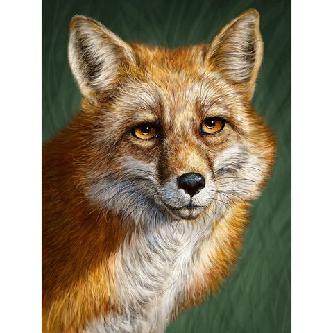 Red Fox Totem White Modern Wood Framed Art Print by LaMontagne, Patrick