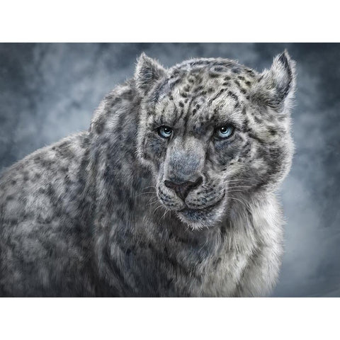 Snow Leopard Totem Black Modern Wood Framed Art Print with Double Matting by LaMontagne, Patrick