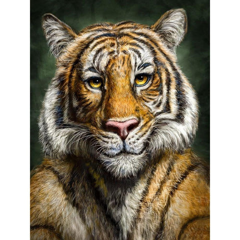 Tiger Totem Black Modern Wood Framed Art Print with Double Matting by LaMontagne, Patrick