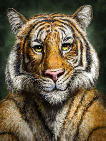 Tiger Totem White Modern Wood Framed Art Print with Double Matting by LaMontagne, Patrick