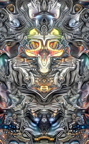 Chromocranial Urn Black Ornate Wood Framed Art Print with Double Matting by Gavidia, Pedro