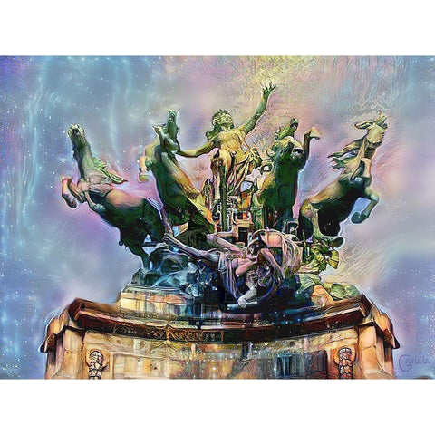 Paris France Quadriga at Grand Palais Black Modern Wood Framed Art Print with Double Matting by Gavidia, Pedro
