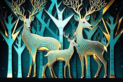 Mid Century Deer 9 Black Modern Wood Framed Art Print by Heere, Ray
