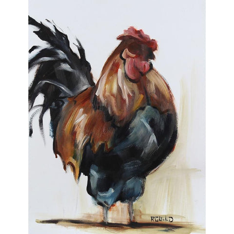 Rooster 2 Black Modern Wood Framed Art Print with Double Matting by Gould, Renee