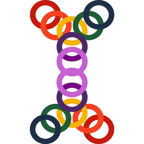 Rainbow Circles-2 Black Modern Wood Framed Art Print with Double Matting by Homawoo, Richard