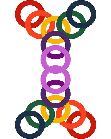 Rainbow Circles-2 White Modern Wood Framed Art Print with Double Matting by Homawoo, Richard