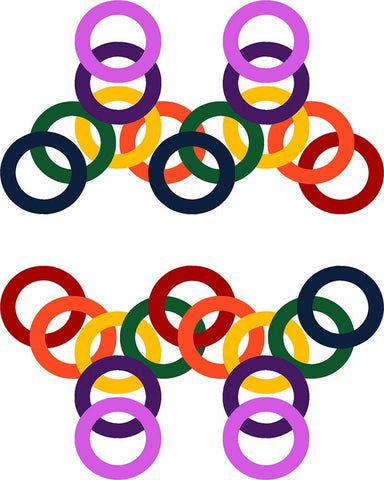 Rainbow Circles-4 White Modern Wood Framed Art Print with Double Matting by Homawoo, Richard