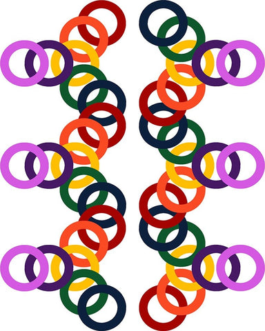 Rainbow Circles-7 White Modern Wood Framed Art Print with Double Matting by Homawoo, Richard