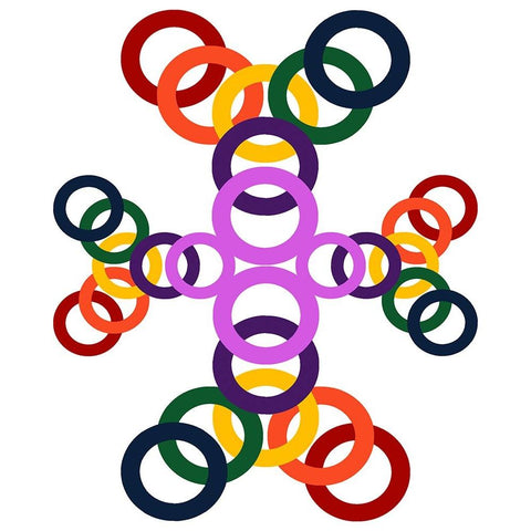 Rainbow Circles-10 Black Modern Wood Framed Art Print with Double Matting by Homawoo, Richard