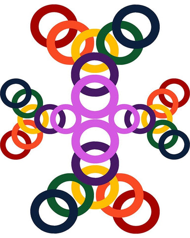 Rainbow Circles-10 Black Ornate Wood Framed Art Print with Double Matting by Homawoo, Richard