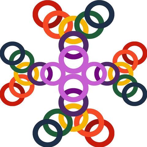 Rainbow Circles-11 Black Ornate Wood Framed Art Print with Double Matting by Homawoo, Richard