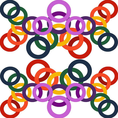 Rainbow Circles-12 White Modern Wood Framed Art Print by Homawoo, Richard