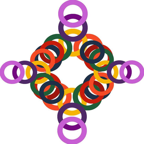 Rainbow Circles-13 White Modern Wood Framed Art Print by Homawoo, Richard