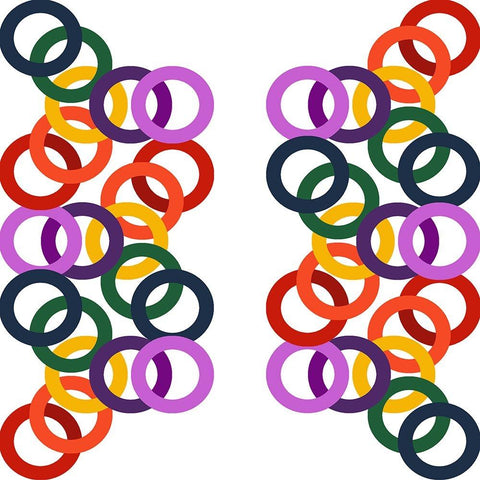 Rainbow Circles-15 Black Modern Wood Framed Art Print by Homawoo, Richard