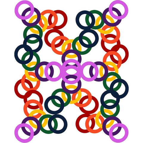 Rainbow Circles-18 Black Modern Wood Framed Art Print with Double Matting by Homawoo, Richard