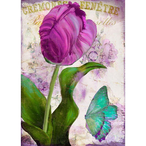 Parrot Tulips II Gold Ornate Wood Framed Art Print with Double Matting by Sasha