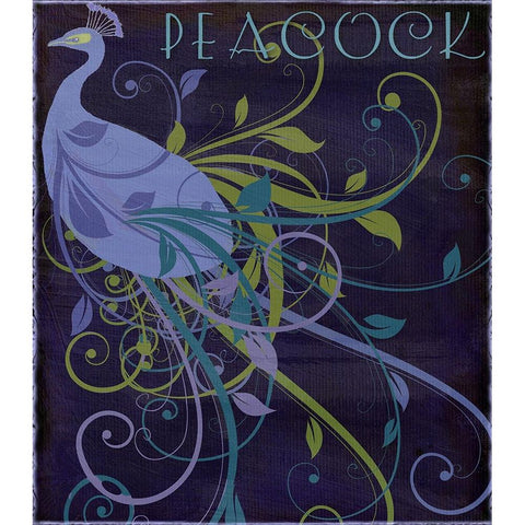 Peacock Nouveau II Black Modern Wood Framed Art Print by Sasha