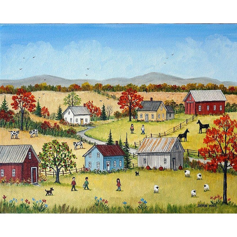 October Black Modern Wood Framed Art Print with Double Matting by Mark, Sharon