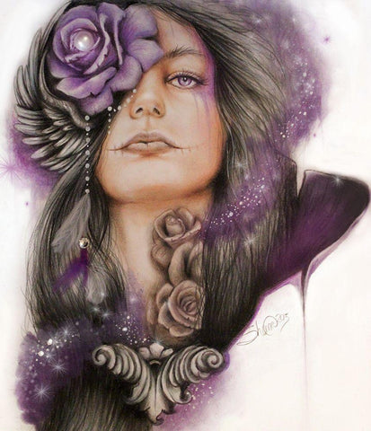 Sweet Sorrow - Malevolent Collection Black Ornate Wood Framed Art Print with Double Matting by Sheena Pike Art