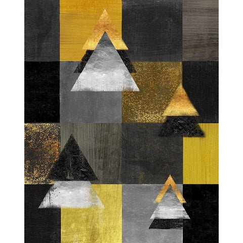 Abstract Christmas Trees card Gold Ornate Wood Framed Art Print with Double Matting by Lavoie, Tina