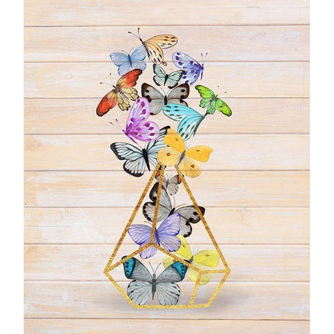 Rustic Butterfly Terrarium Black Modern Wood Framed Art Print by Lavoie, Tina