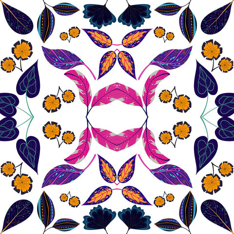 Falling Leaves White Modern Wood Framed Art Print with Double Matting by Mitchell, Tina