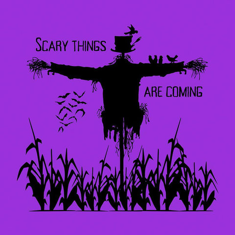 Scary Things Are Coming Black Modern Wood Framed Art Print with Double Matting by Mitchell, Tina