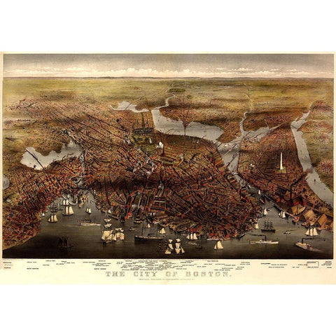 Boston II White Modern Wood Framed Art Print by Vintage Apple Collection