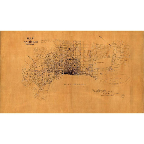 Nashville Black Modern Wood Framed Art Print by Vintage Apple Collection