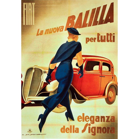 Dudovich-Fiat White Modern Wood Framed Art Print by Vintage Apple Collection