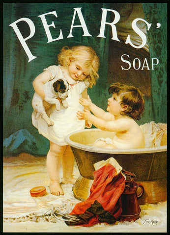 Pears II White Modern Wood Framed Art Print with Double Matting by Vintage Apple Collection