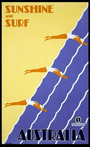 Sunshine and Surf Australia White Modern Wood Framed Art Print with Double Matting by Vintage Apple Collection